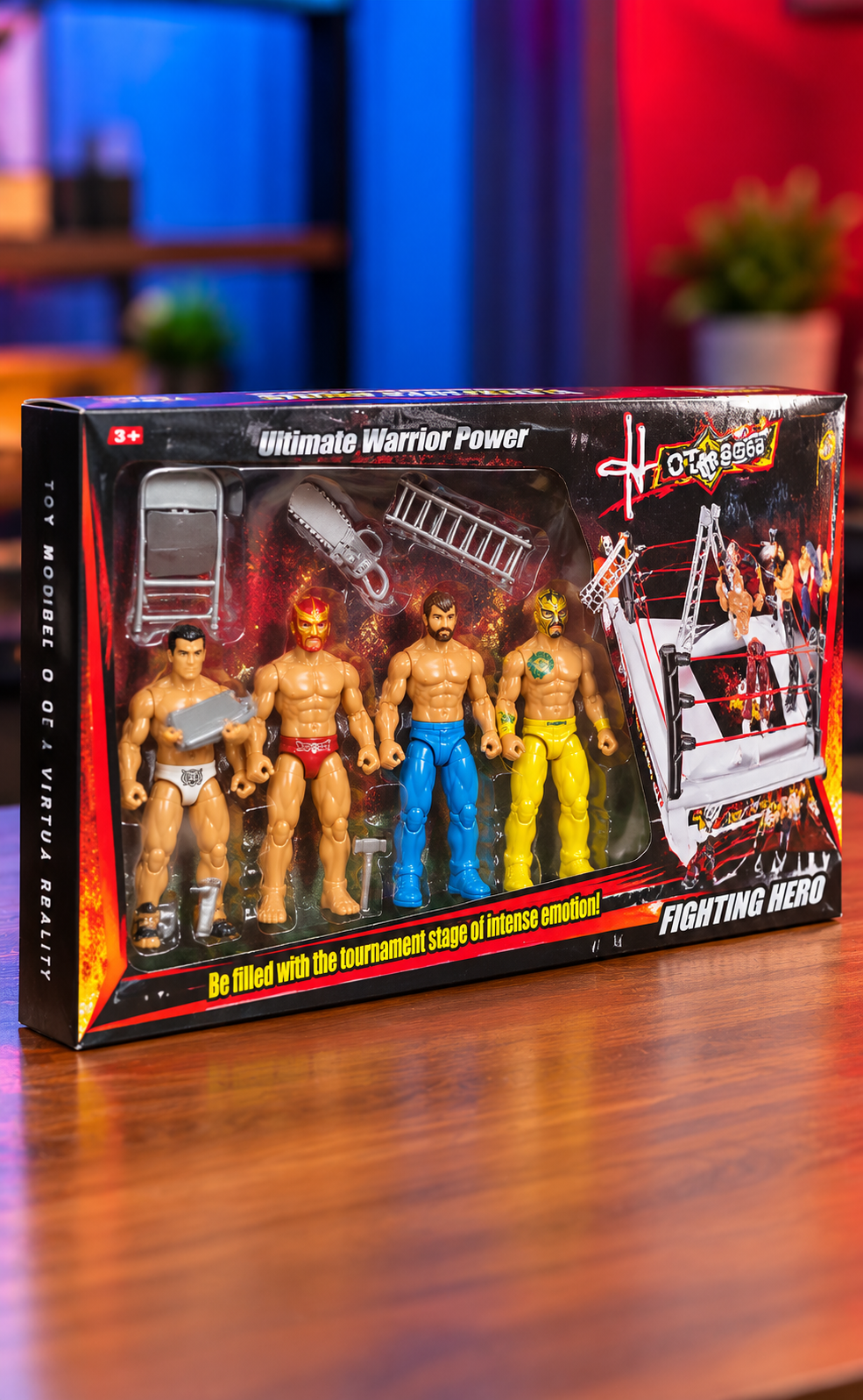 Wrestling Ring Play Set with 4 Action Figures & Accessories – Kids Wrestling Toy Set thumbnail 2