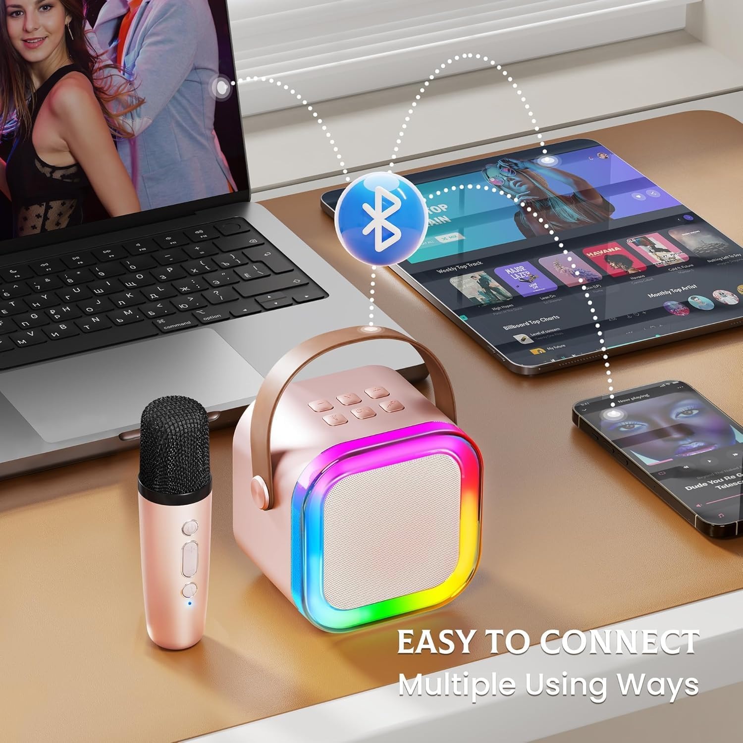 K12 Portable Karaoke Bluetooth Speaker With Double Microphone thumbnail 3