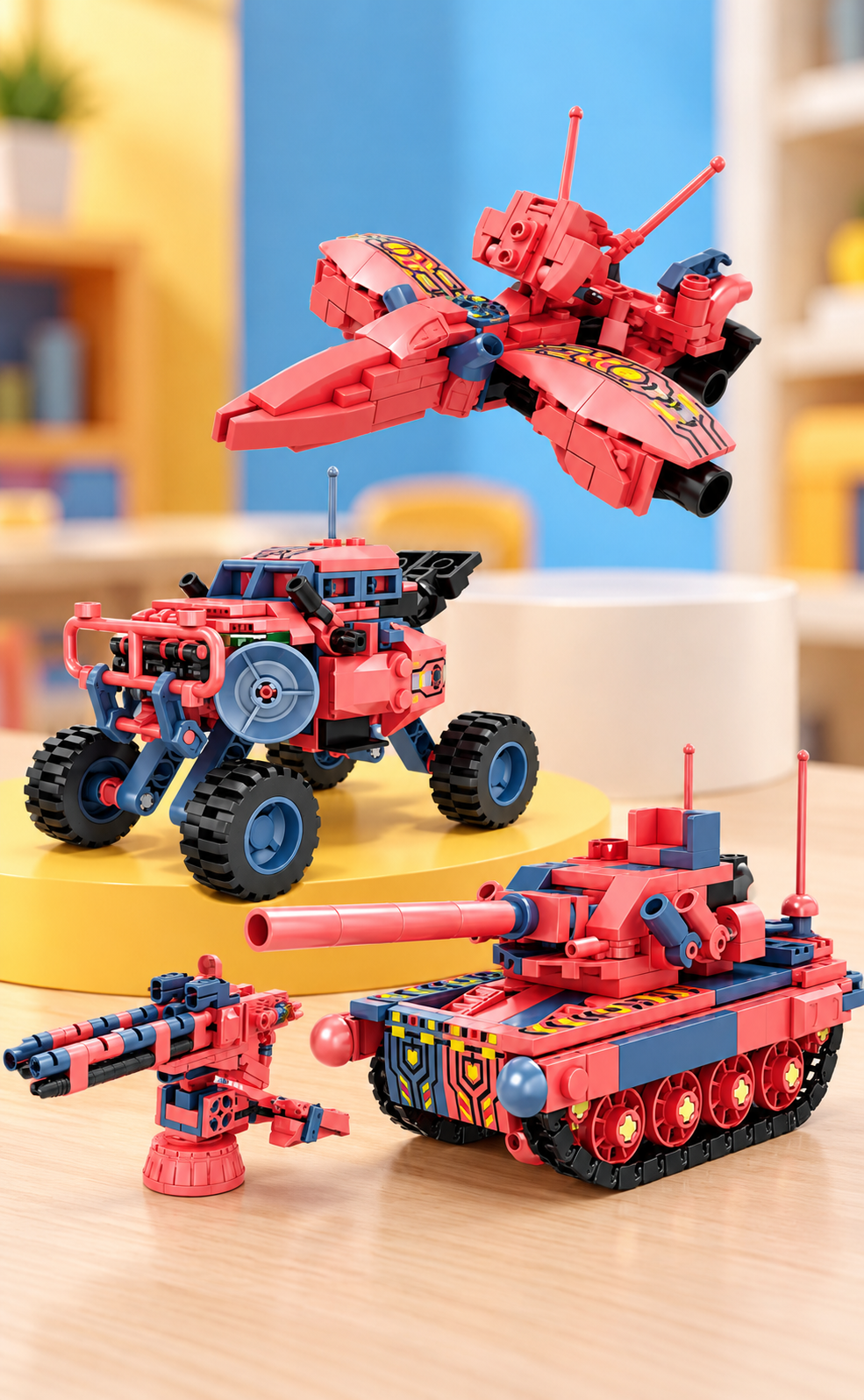 Kids 4-in-1 Transforming Robot Building Blocks Set – Tank, Truck, Jet & Robot thumbnail 2