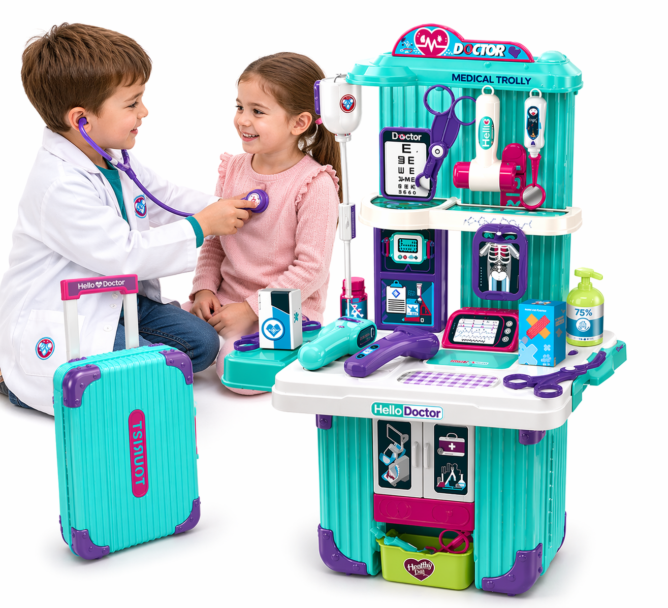 Kids Doctor Trolley Suitcase Set
