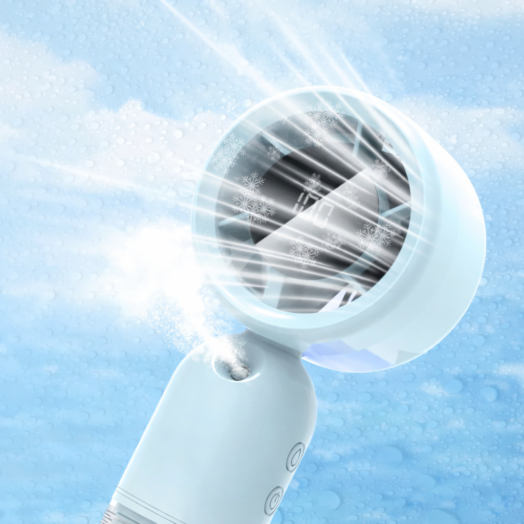 2 in 1 Portable 3000mAh Ice Cooling Mist Spray Fan thumbnail 2