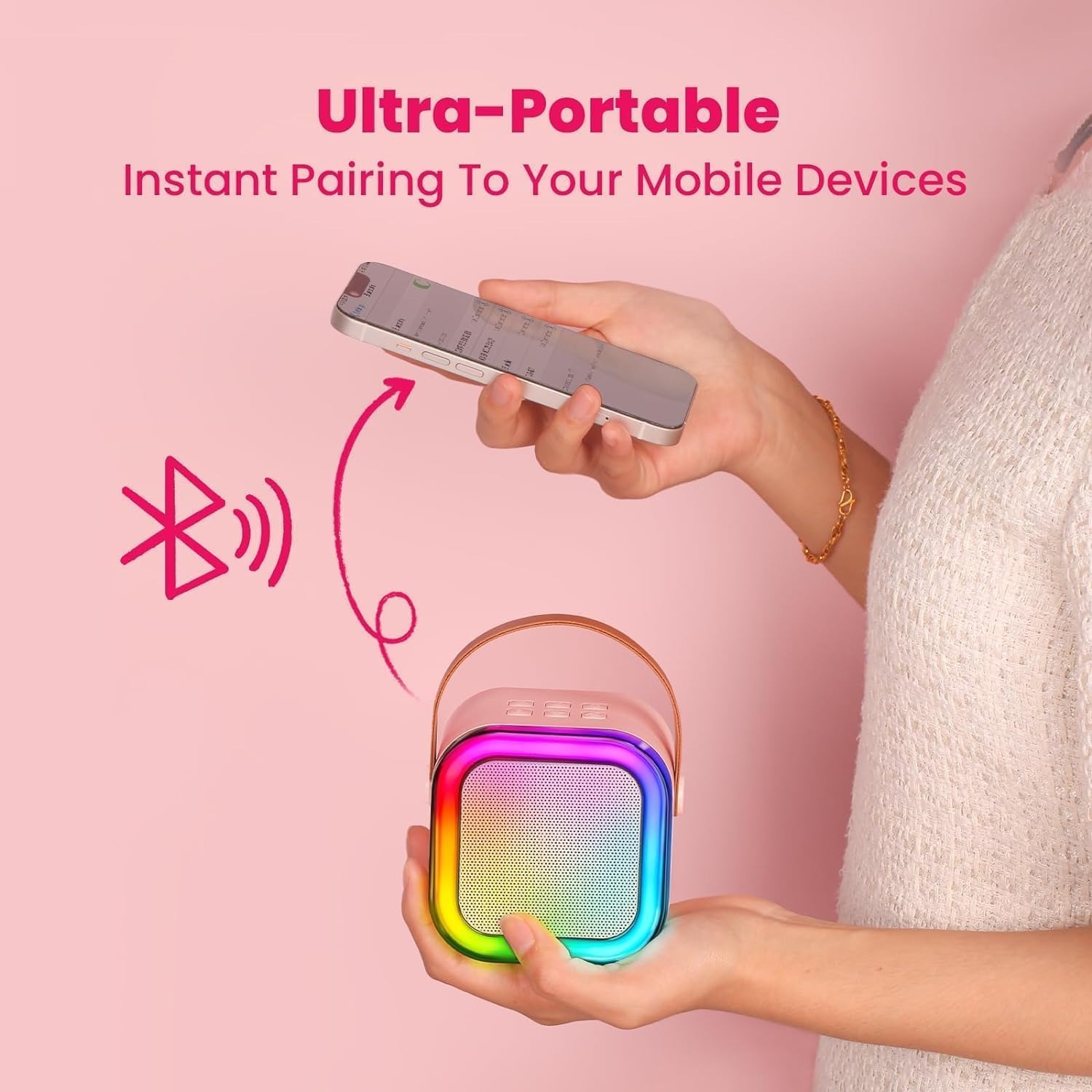 K12 Portable Karaoke Bluetooth Speaker With Double Microphone thumbnail 2
