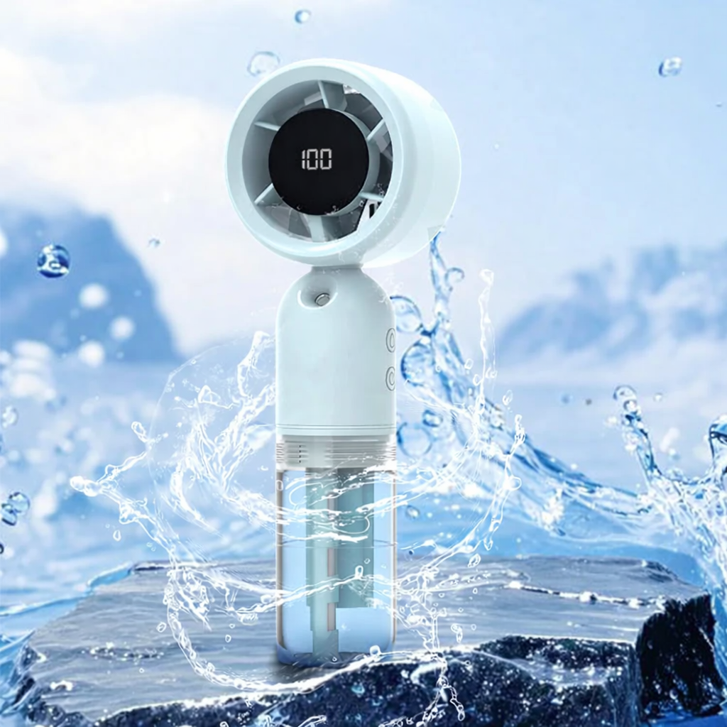 2 in 1 Portable 3000mAh Ice Cooling Mist Spray Fan