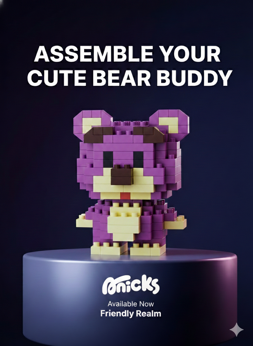 Lotso- Cute Bear Buddy - Purple Teddy Brick Building Set