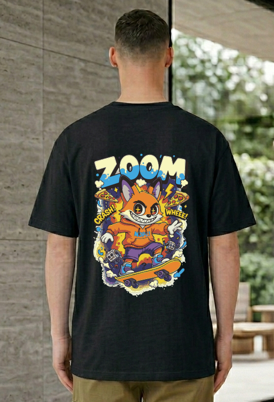 Cool Skateboard Cat Graphic T-Shirt