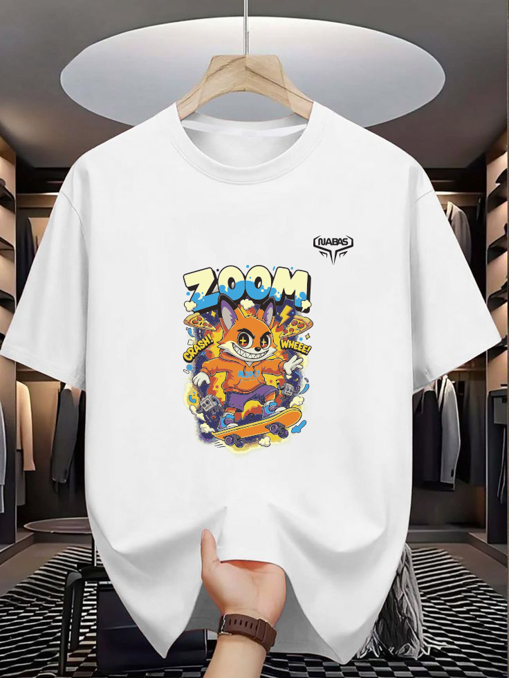 Zoom Skateboarding Cartoon Graphic T-Shirt
