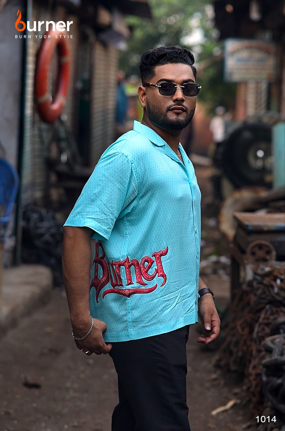 Cuban Collar Boxy Shirt BURNER, Code-1014 - Image 4