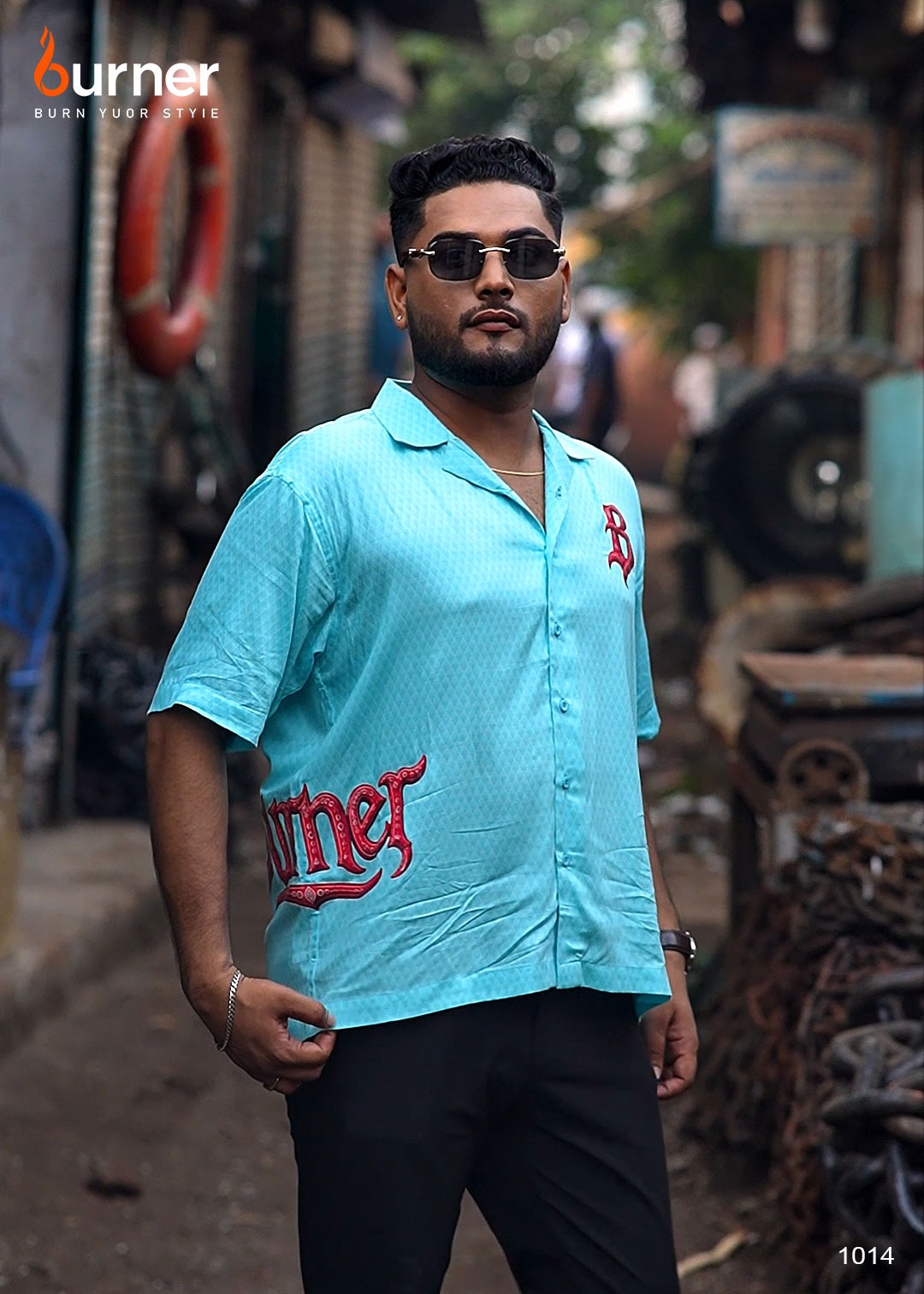 Cuban Collar Boxy Shirt BURNER, Code-1014 - Image 2