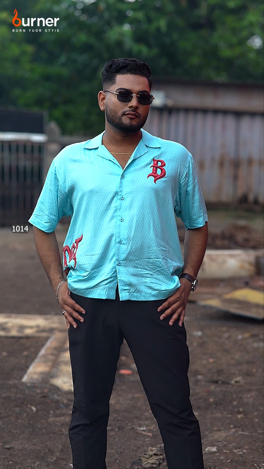 Cuban Collar Boxy Shirt BURNER, Code-1014 - Image 3
