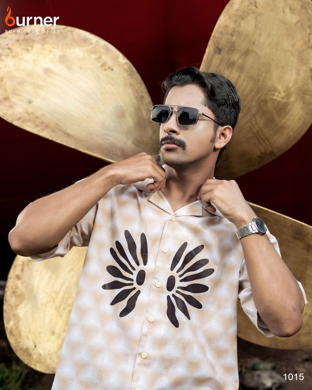 Cuban Collar Boxy Shirt FLOWE 2, Code-1015 - Image 4