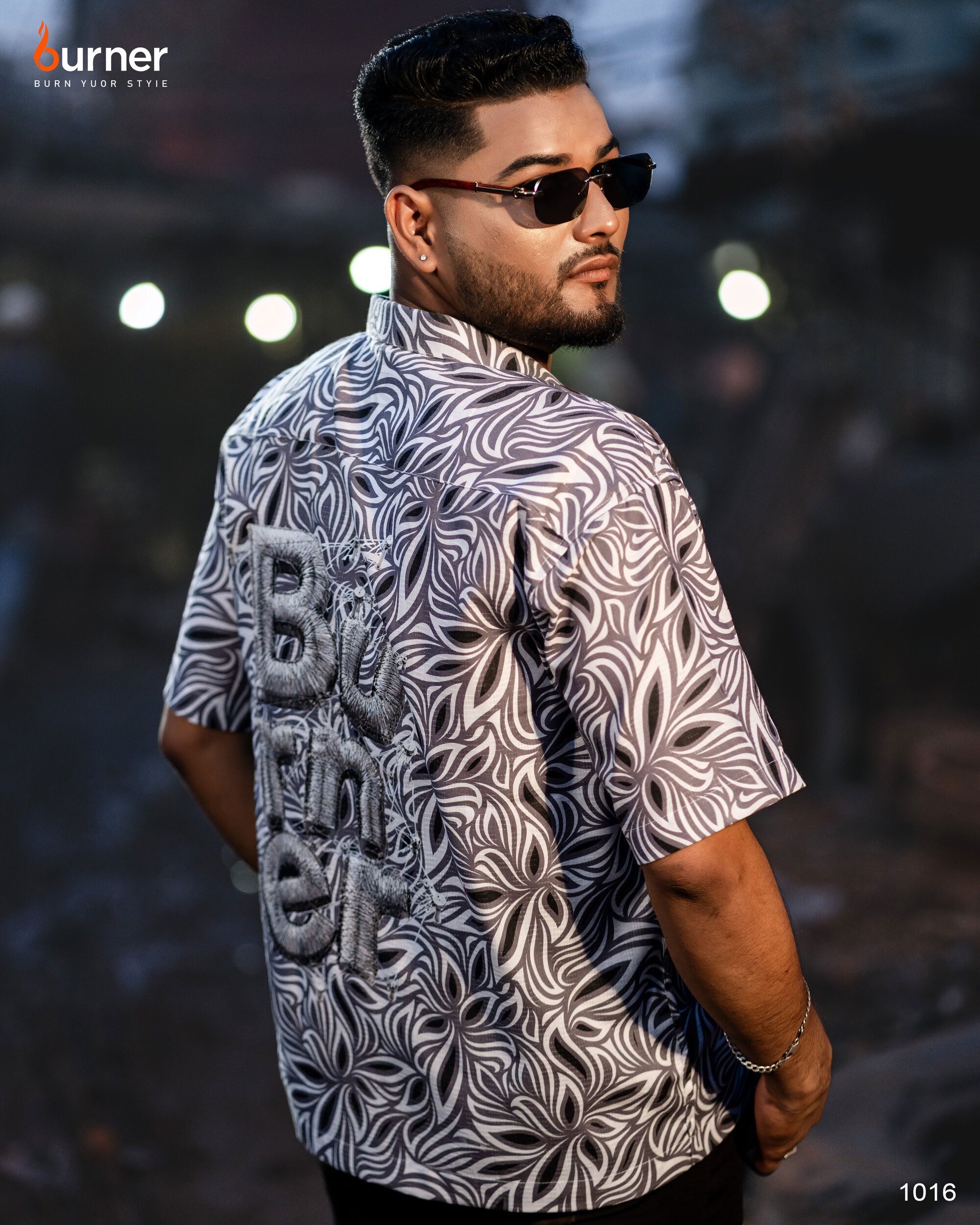 Cuban Collar Boxy Shirt BARBED WIRE BURNER, Code- 1016 - Image 2