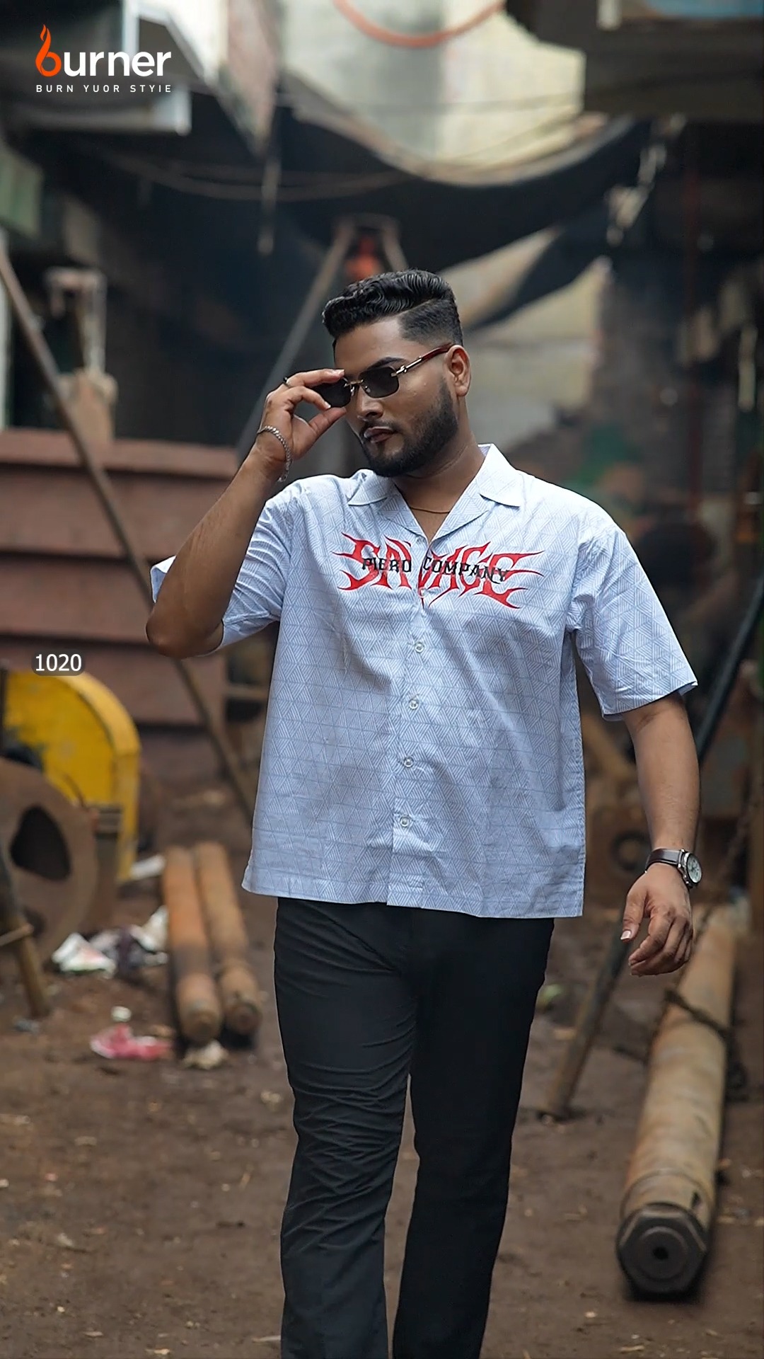 Cuban Collar Boxy Shirt SAVAGE, Code-1020 - Image 3