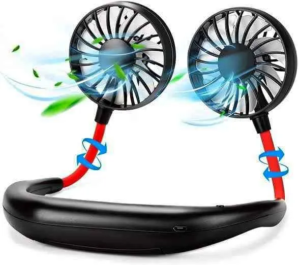 4th Generation 2000MAH Rechargeable neck Fan with light - Kitchen Fan - Sports Fan_img_1