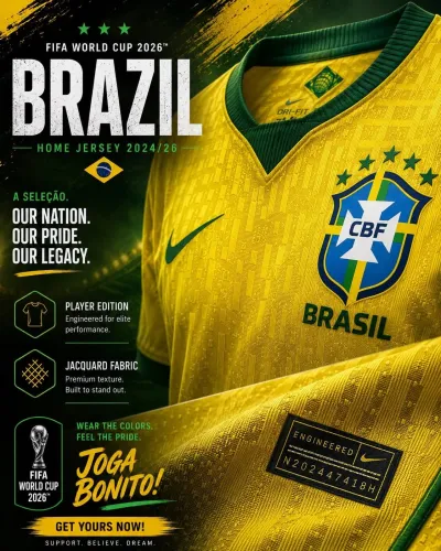 Brazil World Cup 2026 Home Kit - Player Edition Half Sleeve._img_1