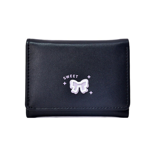 Cute Sweet Bow Printed Mini Folding Ladies Wallet - Gift Ghor