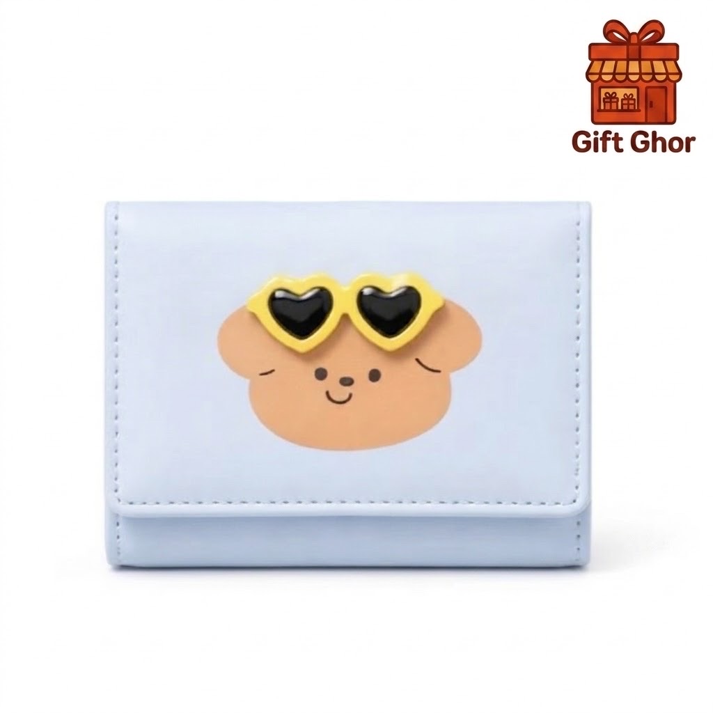 Cute Bear & Bunny Foldable Mini Wallet for Women & Girls | Compact Card & Money Purse – Gift Ghor