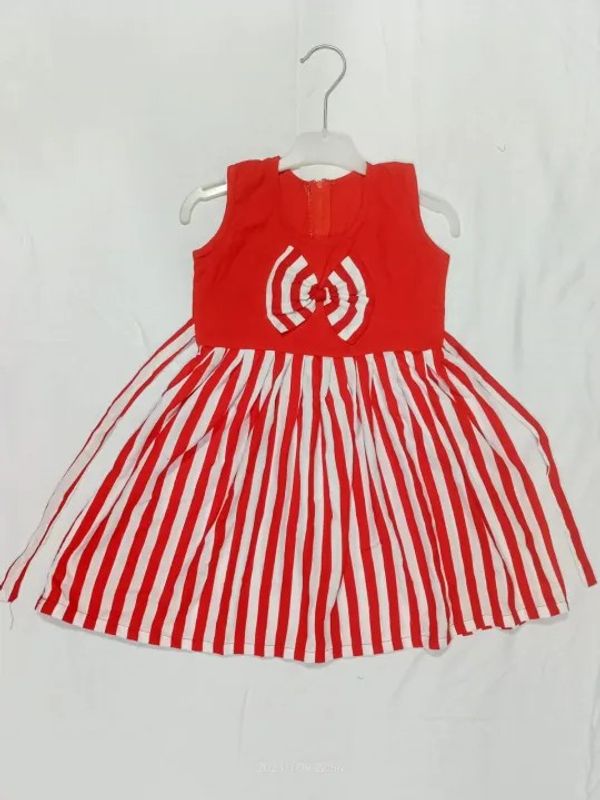 red & white stylish baby dress