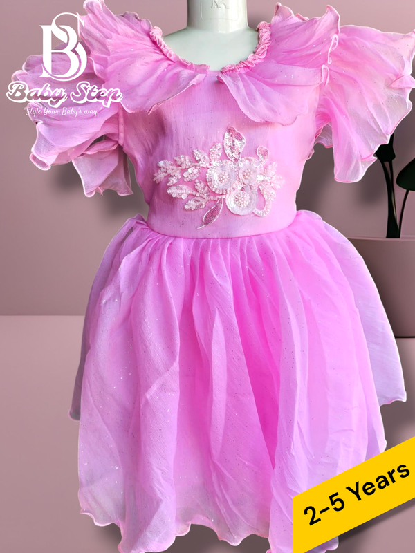 Elegant Baby Girl Floral Design Party Dress For 0-5 years.
