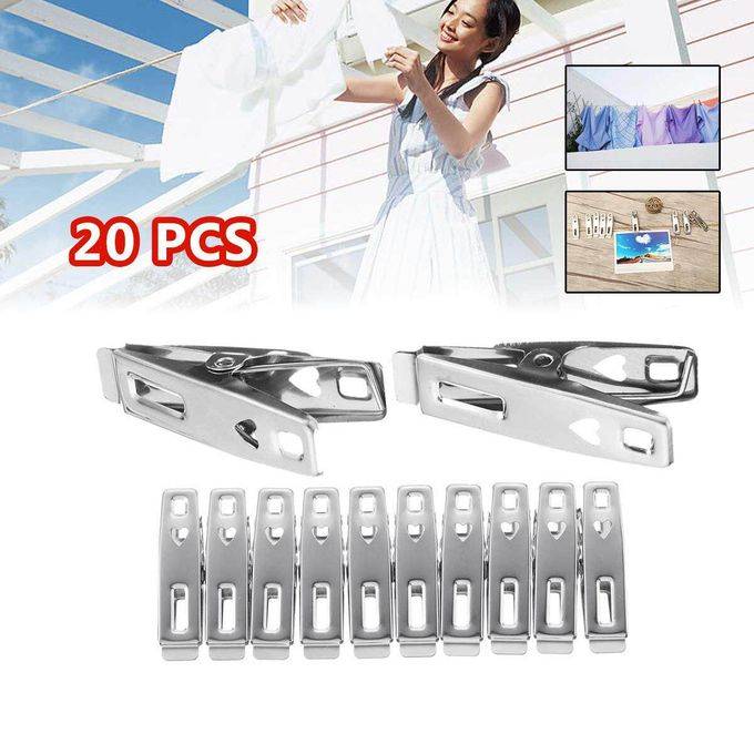 Stainless Steel Cloth Hanging Clips-20pcs, 20 Pcs Set Of Stainless Steel Cloth Clip For Drying Clothes