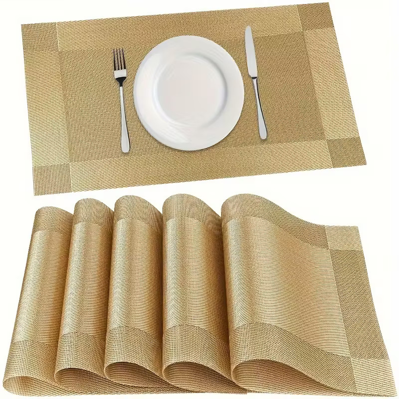 6 Piece Placemat for Dinning Coasters | Rectangular Table Placemat 6 Piece. Solid Color Table Decoration Mat, Coffee Table Pad, Household Bowl Plate Mat, Dining Table Decor, Room Decoration