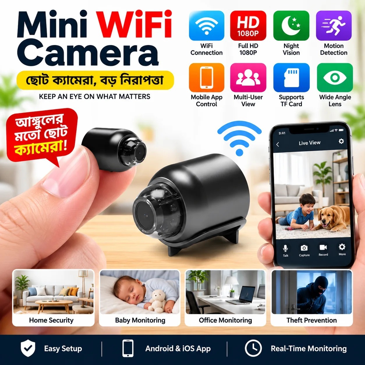 X5 স্মার্ট মিনি WiFi সিকিউরিটি ক্যামেরা / X5 Smart Mini WiFi Security Camera