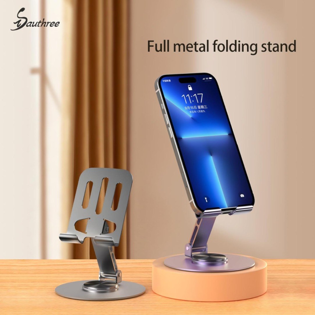 360° Rotating Foldable Tablet Phone Holder, Multi-angle Adjustable Desk Cell Phone Stand,