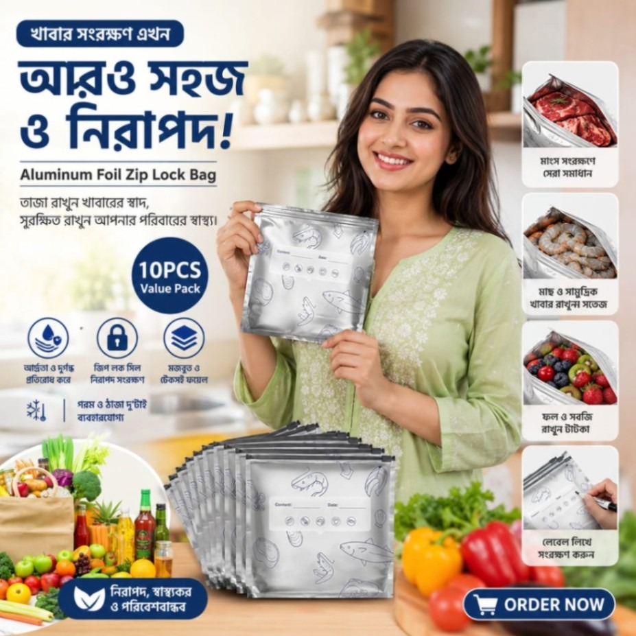 Aluminum Foil Zip Lock Bags ( ১০ পিস )