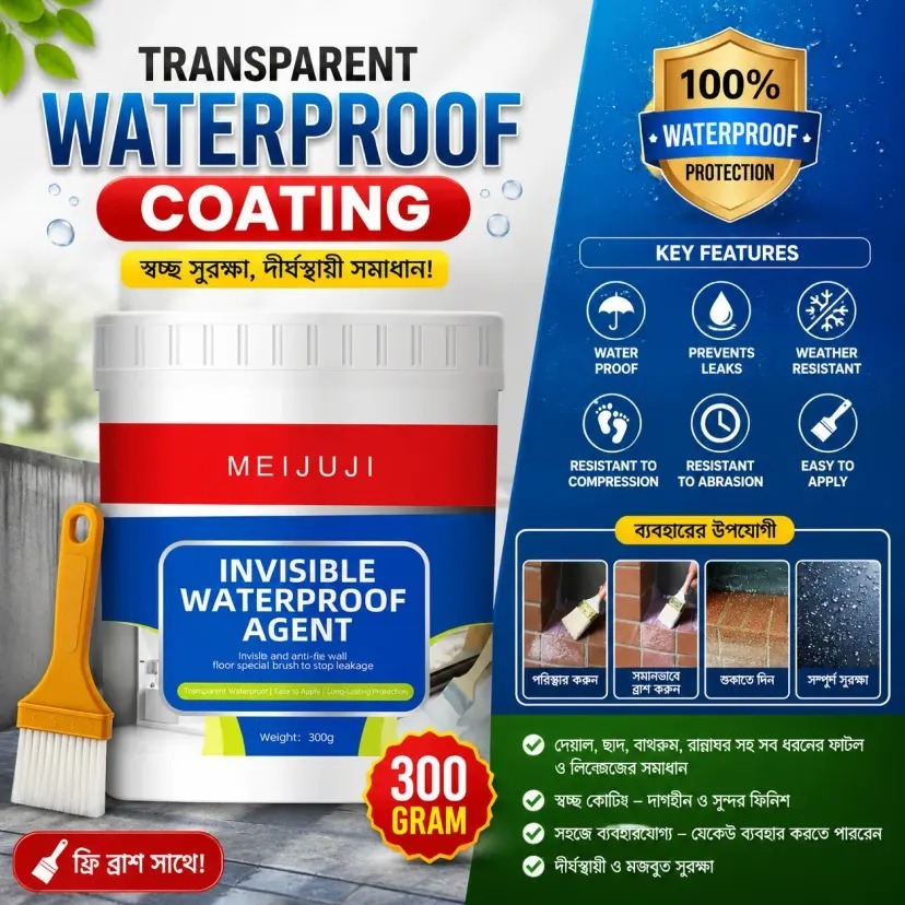 Transparent Waterproof Coating, Invisible Waterproof Leak Repair Agent for Roofs, Walls, and Garden, Anti-Leakage Roof and Wall Sealer  (300gm)