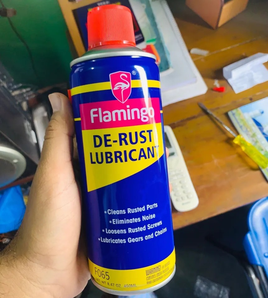 Flamingo De-Rust Lubricant F065 - 450ml, Anti-Rust Lubricant Quick Cleaning Rust Inhibitor Spray Rust Spray Rust Remover Car Home Cleaning Supplies