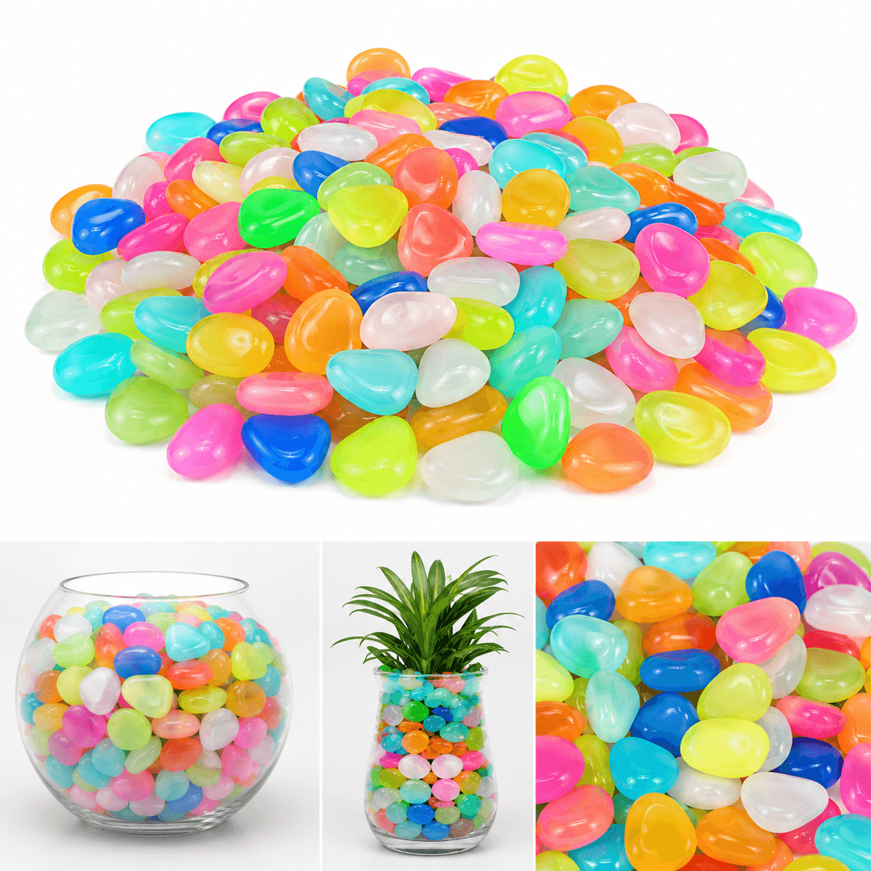 100pcs Radium Stone Colorful Luminous Glowing Pebbles