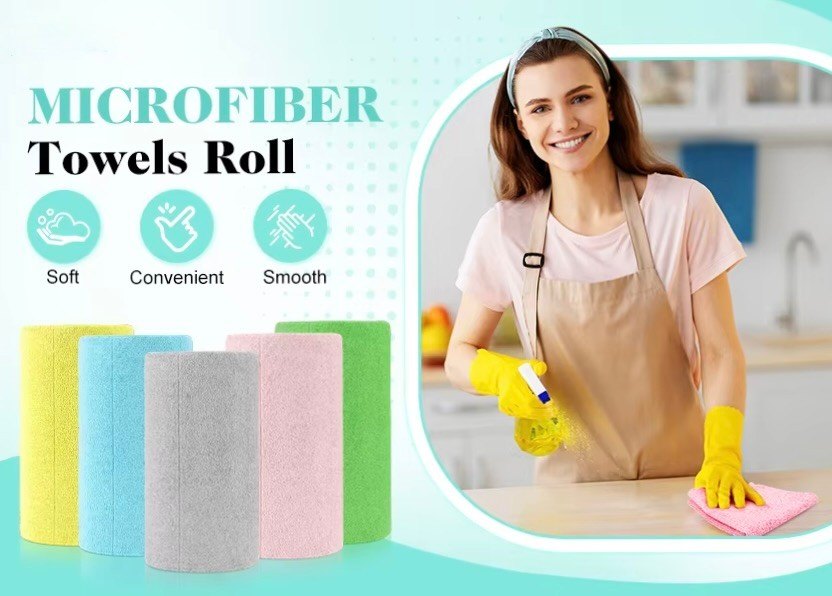 Microfiber Cleaning Cloth Roll Reusable Tear Away Microfiber Towel for Cars 11.8"x11.8" Cleaning Rags Absorbent Microfiber Cleaning Supplies Dish Rags for Car Kitchen House,