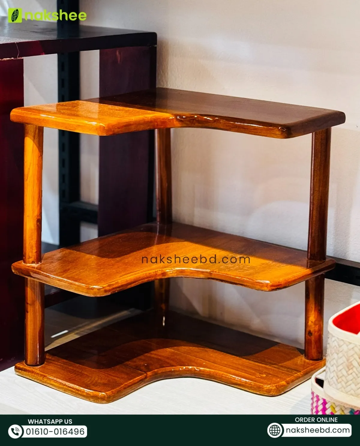 3 Part Wooden Corner Shelf