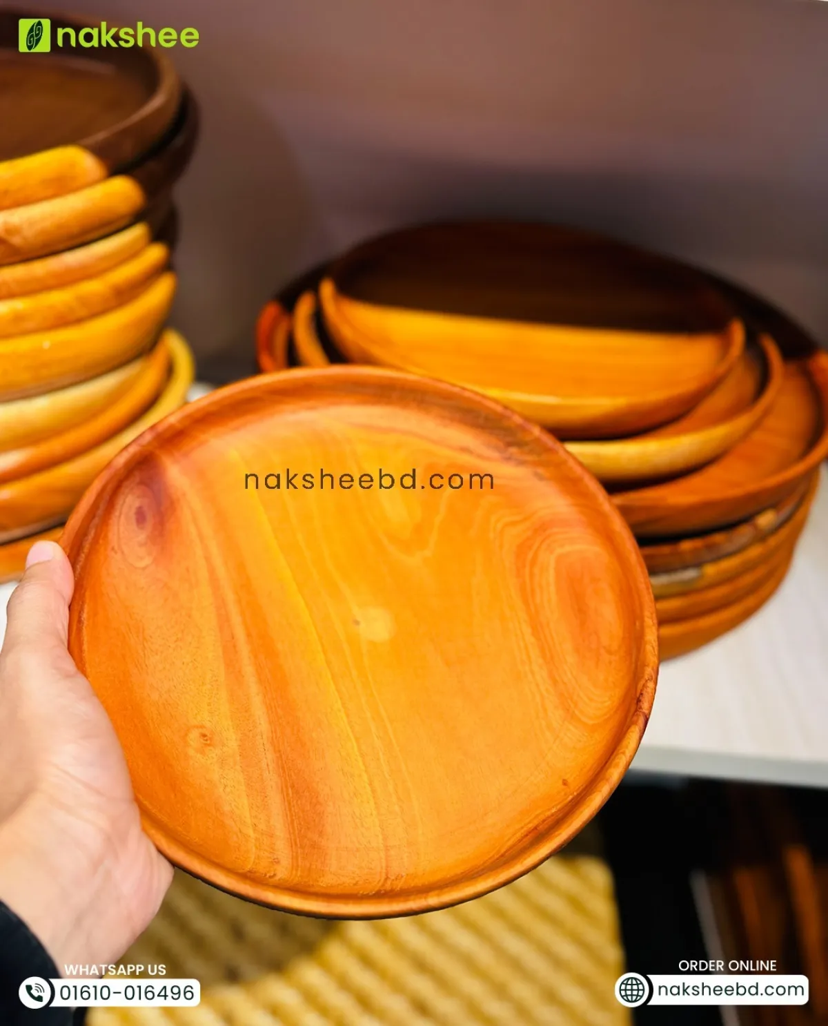 Oil polish wooden plat-9 inch