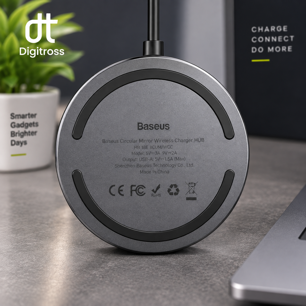 Baseus Circular Mirror Wireless Charger Hub – Deep Gray | WXJMY-0G_img_3