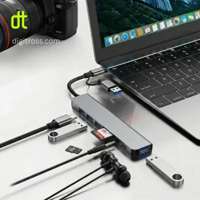 USB A/C 8 in 1 Hub with 4x USB A, 1x USB C, 3.5mm Audio, SD/TF Card Reader for Windows Desktop, Laptop, Macbook & Android_img_2