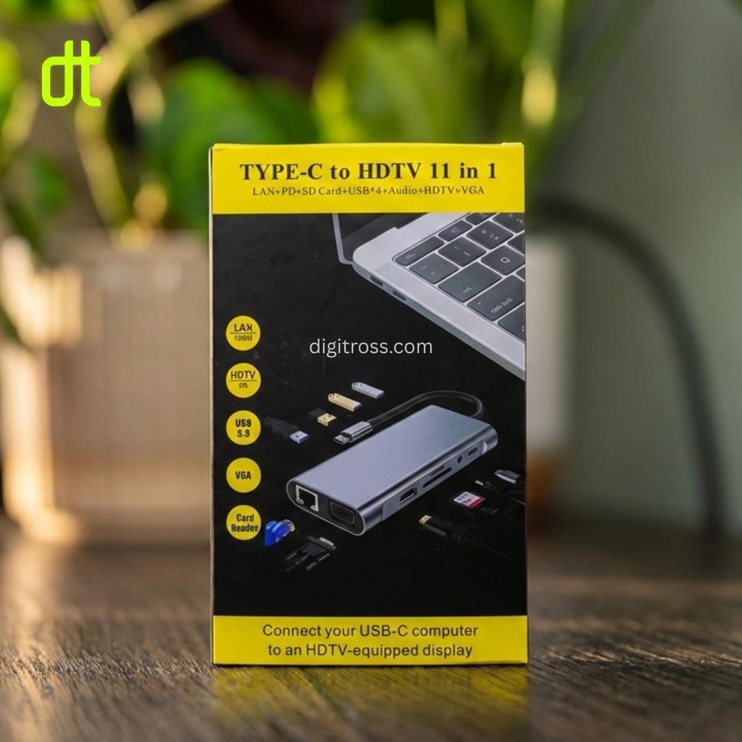 11 in 1 Type C Hub with 1x HDMI, 2x USB A, 2x USB C, RJ45 Ethernet, SD TF Card Reader for Mac Mini, Windows PC, Macbook, Laptop, Android_img_2