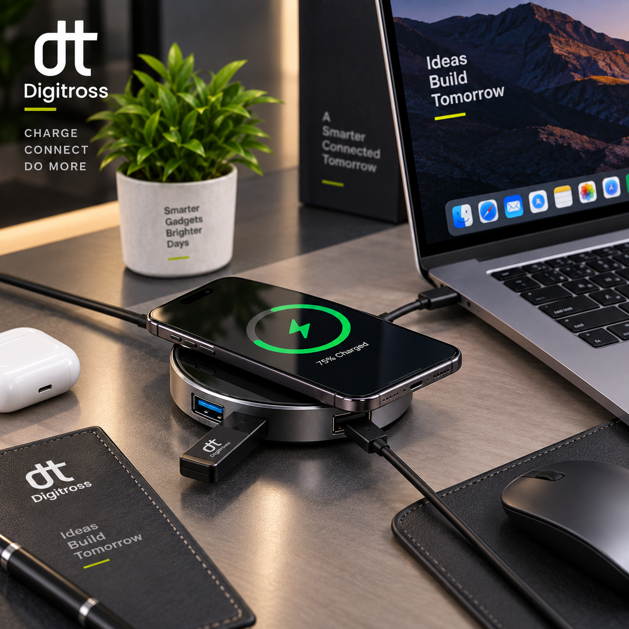 Baseus Circular Mirror Wireless Charger Hub – Deep Gray | WXJMY-0G