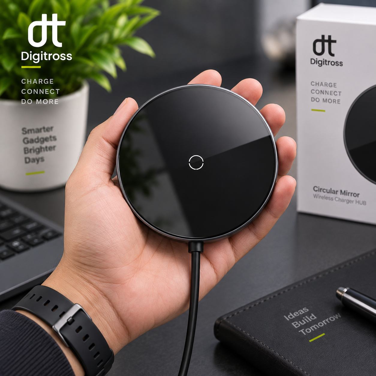 Baseus Circular Mirror Wireless Charger Hub – Deep Gray | WXJMY-0G_img_1