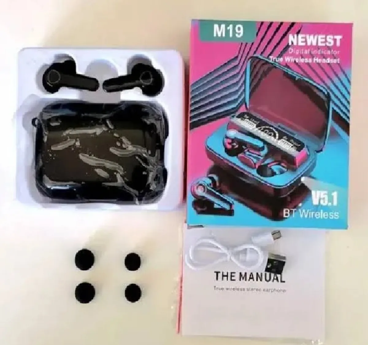 M19 True Wireless Headset - Bluetooth 5.1 with 9D HiFi Sound & IPX7 Waterproof