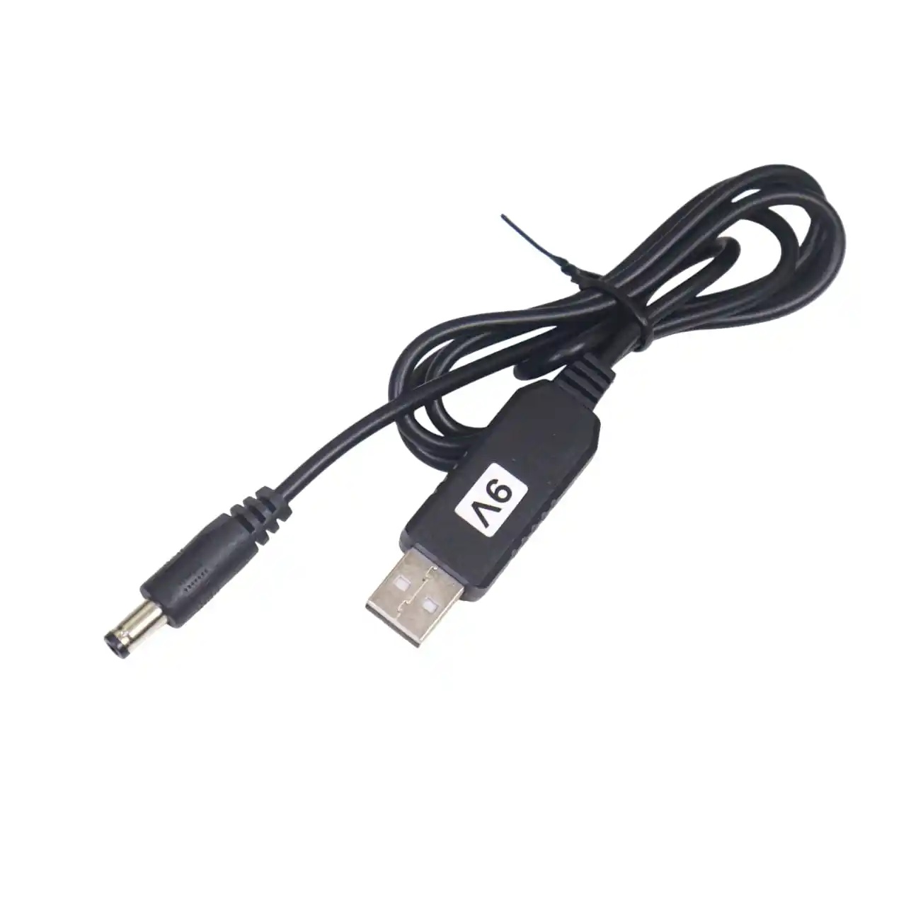 USB Power Boost Converter Cable (DC 5V to 9V Step-Up, 2.1x5.5mm Plug)