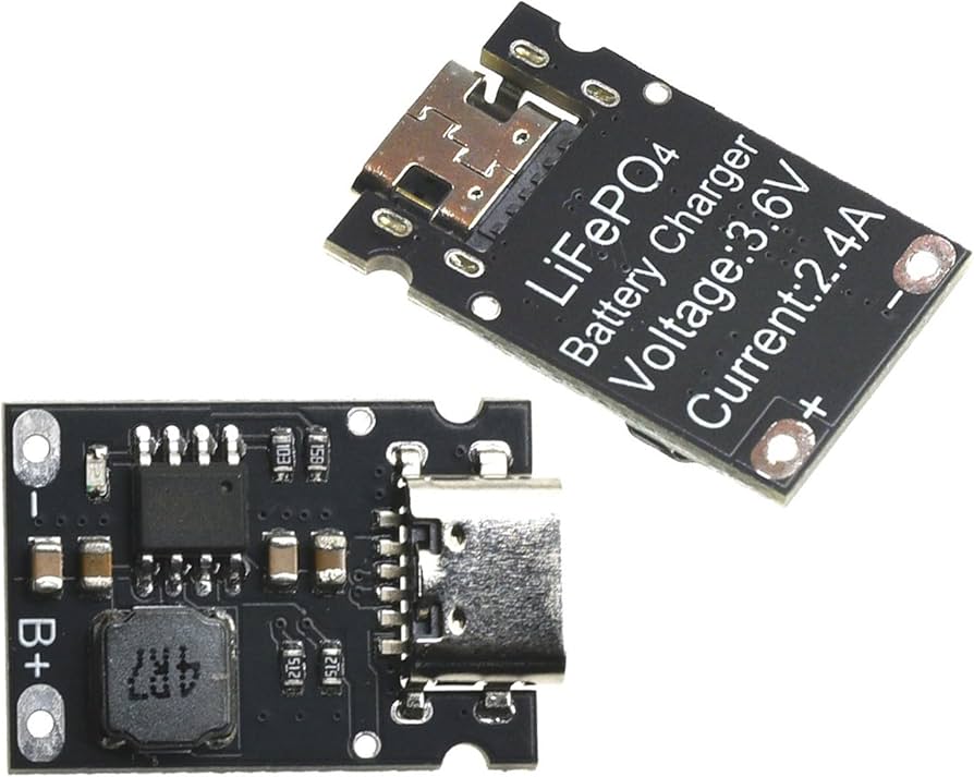 LiFePO4 Battery Chargers Module 3.2V/3.6V 2.4A Fast Charging Type C Interfaces Design for Single Cell
