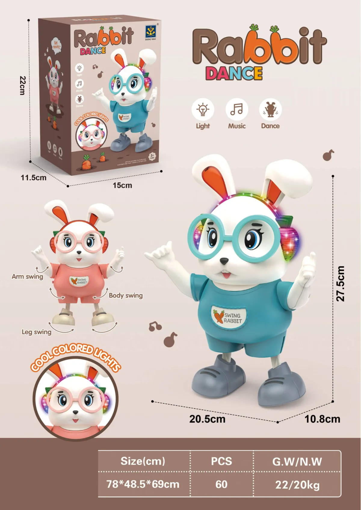 Swing Rabbit Dancing Toy – Rechargeable & Fun for Kids