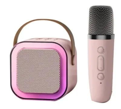K12 Portable Karaoke Bluetooth Speaker With Microphone- Pink Color_img_0