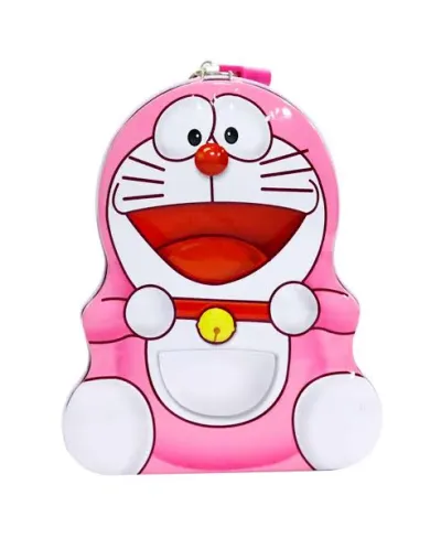 Blue Doraemon Cartoon Metal Kiddy Piggy Bank Coin Box with Lock_img_0