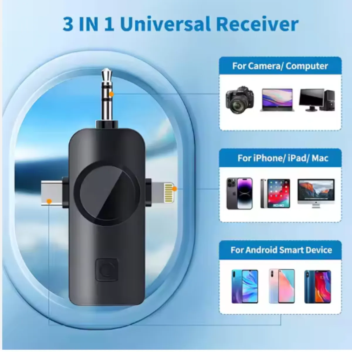 F11-2 3in 1 Wireless Collar Microphone for iPhone/Android/Type C