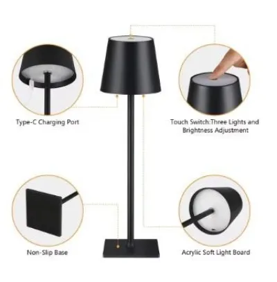 USB Rechargeable LED Night Light 3 Color Desk Lamp Touch Switch Table Lamp for Restaurant Room Clubs Bar Cafe Decor_img_2