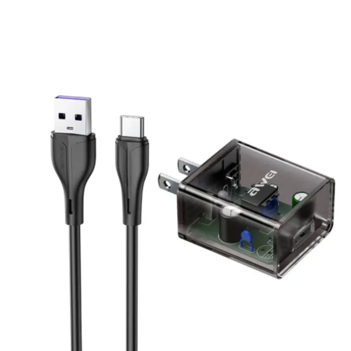 Awei C11T Fast Charging Type‑C Transparent Adapter with 1M Cable