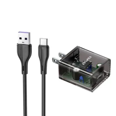 Awei C11T Fast Charging Type‑C Transparent Adapter with 1M Cable_img_0