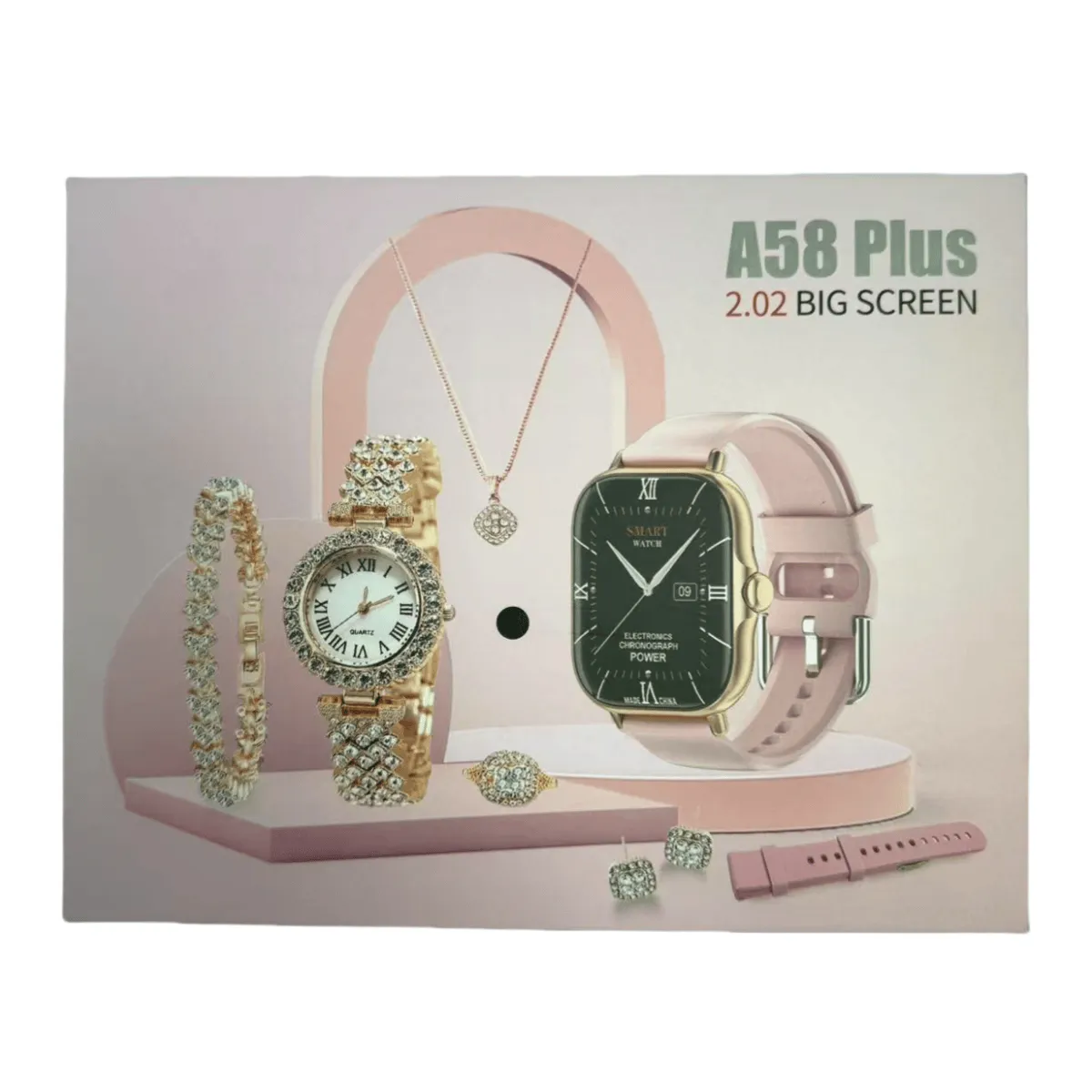 A58 Plus Smartwatch Gift Set For Girls ( 8 in 1)