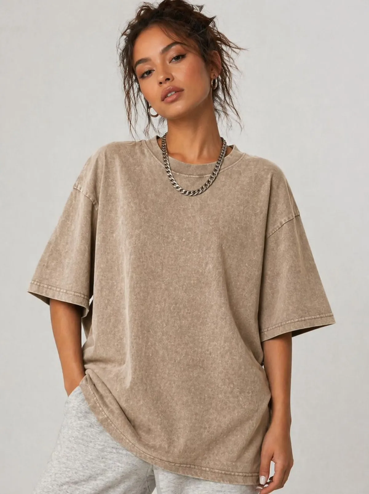 ACID WASH DROP SHOULDER T-SHIRT